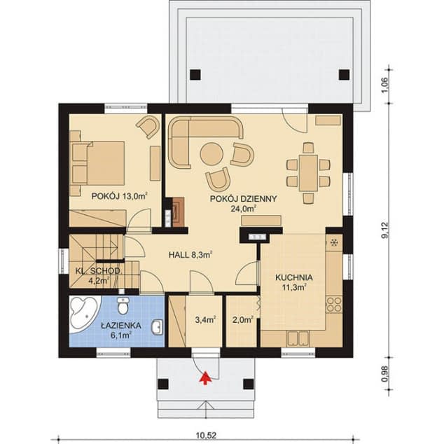 Rzut projektu APS 203 - Parter