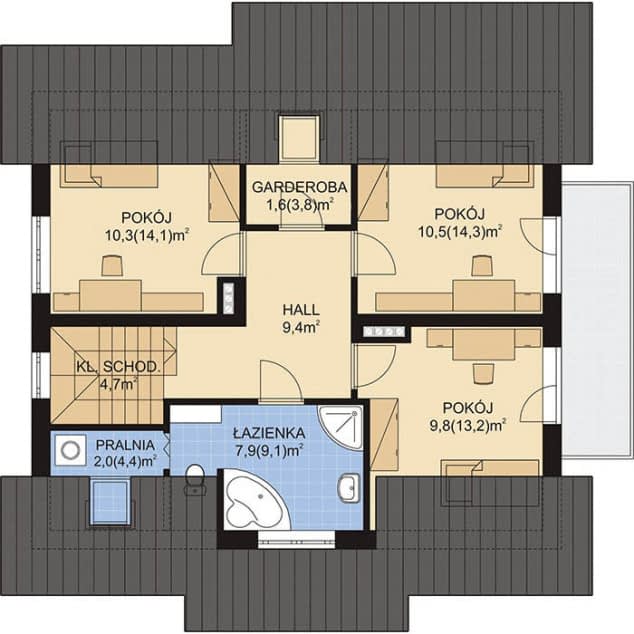 Rzut projektu APS 203 - Poddasze
