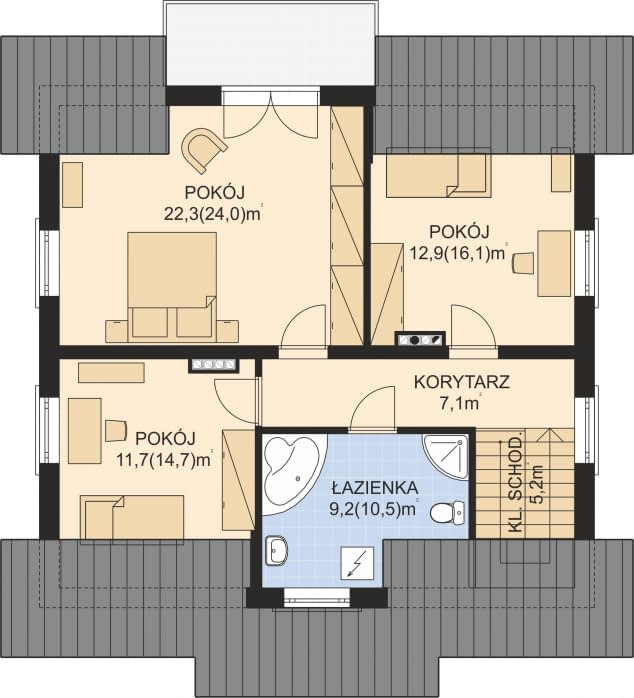 Rzut projektu APS 196 - Poddasze