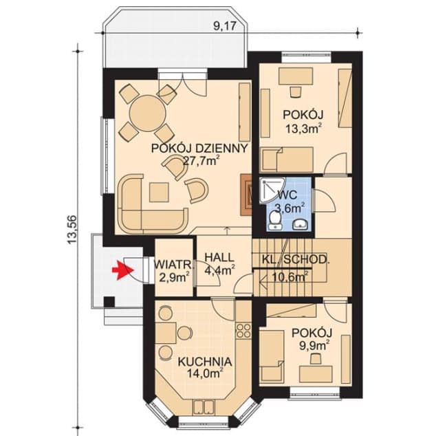 Rzut projektu APS 051 - Parter