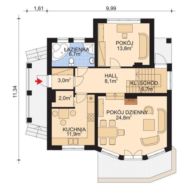 Rzut projektu APS 061 - Parter
