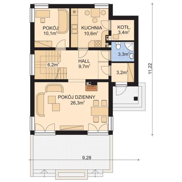 Rzut projektu APS 072 - Parter