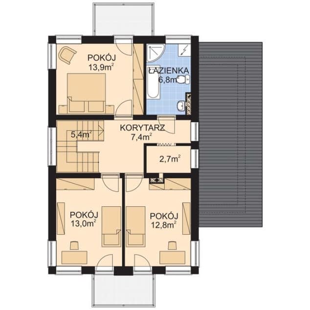 Rzut projektu APS 072 - Poddasze