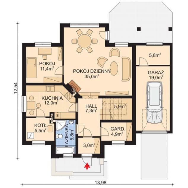 Rzut projektu APS 082 - Parter