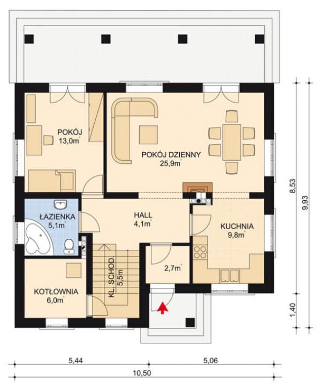 Rzut projektu APS 198 - Parter