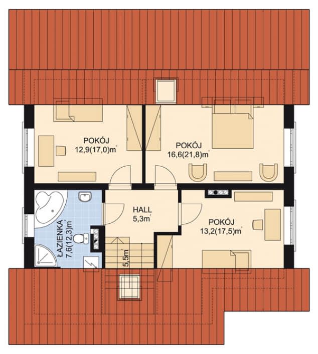 Rzut projektu APS 198 - Poddasze