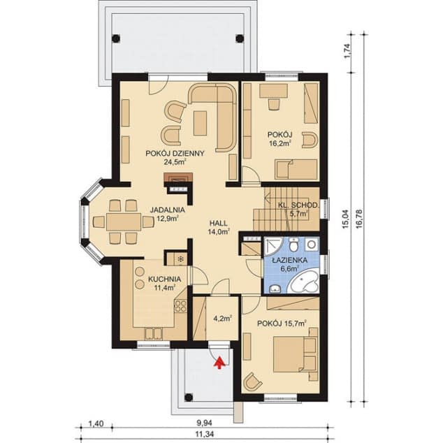 Rzut projektu APS 189 - Parter