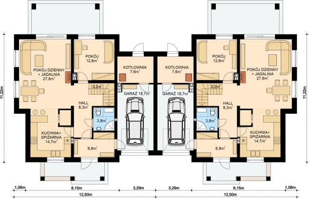 Rzut projektu APS 149 NEW DWULOKALOWY - Parter