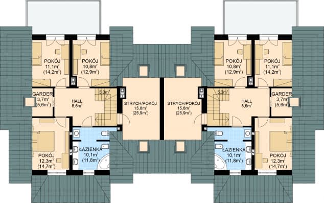 Rzut projektu APS 149 NEW DWULOKALOWY - Poddasze