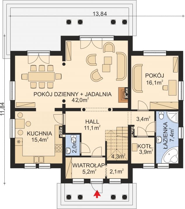 Rzut projektu APS 106 - Parter