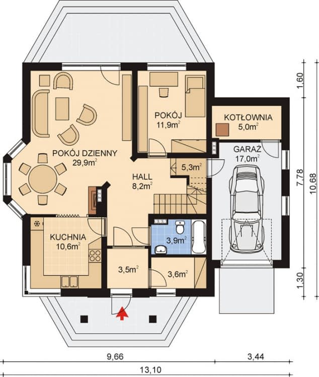 Rzut projektu APS 099 - Parter