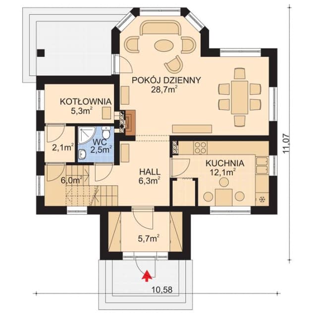 Rzut projektu APS 095 - Parter