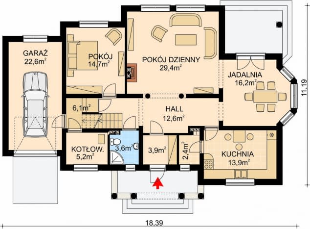 Rzut projektu APS 089 - Parter