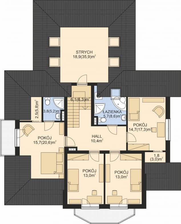 Rzut projektu APS 088 - Poddasze