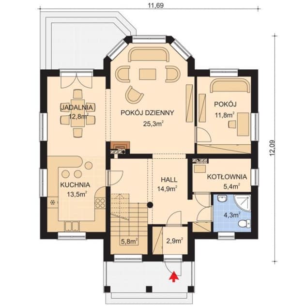 Rzut projektu APS 086 - Parter