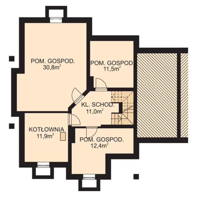 Rzut projektu APS 050 - Piwnica
