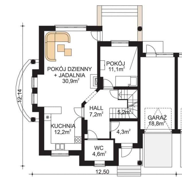 Rzut projektu APS 050 - Parter