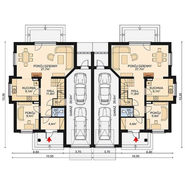 Rzut projektu APS 167 - Parter