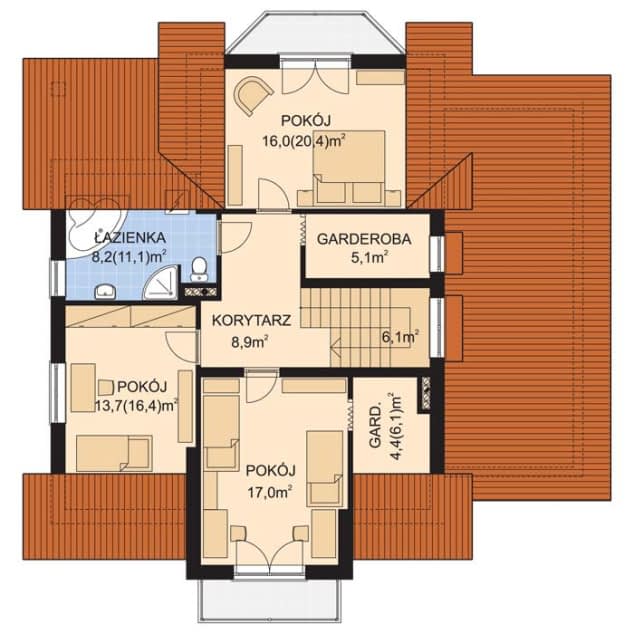 Rzut projektu APS 085 + P - Poddasze