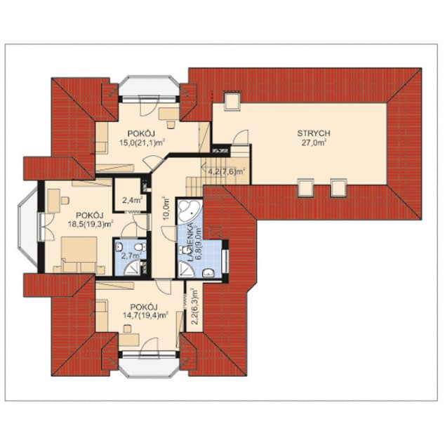 Rzut projektu APS 083 + 2G - Poddasze