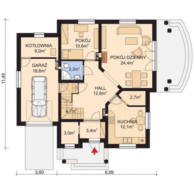 Rzut projektu APS 078 - Parter