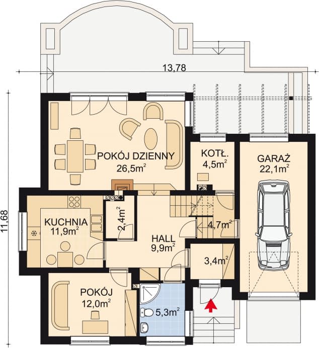 Rzut projektu APS 080 - Parter