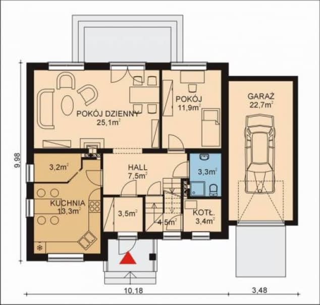 Rzut projektu APS 074 + G - Parter