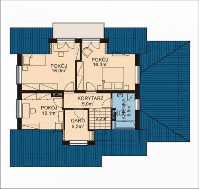 Rzut projektu APS 074 + G - Poddasze