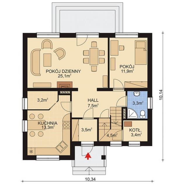 Rzut projektu APS 074 - Parter