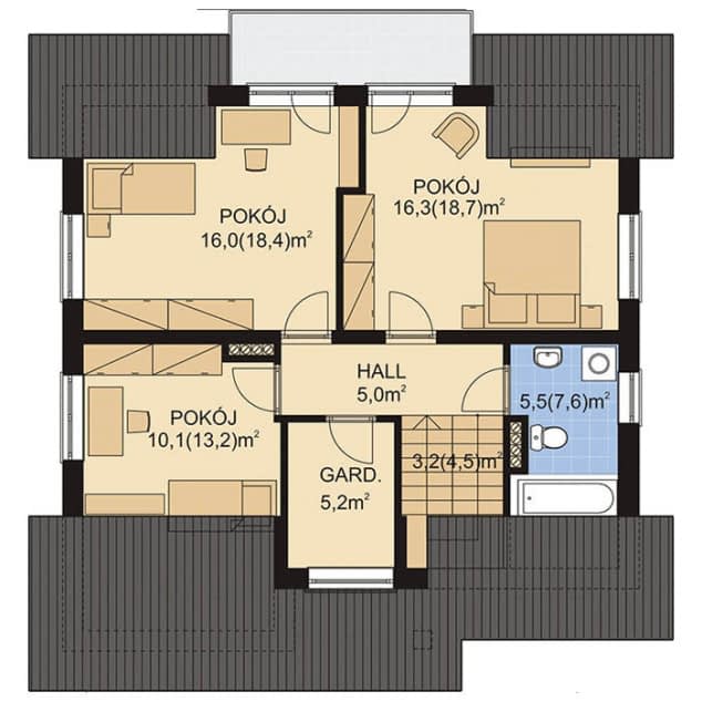 Rzut projektu APS 074 - Poddasze