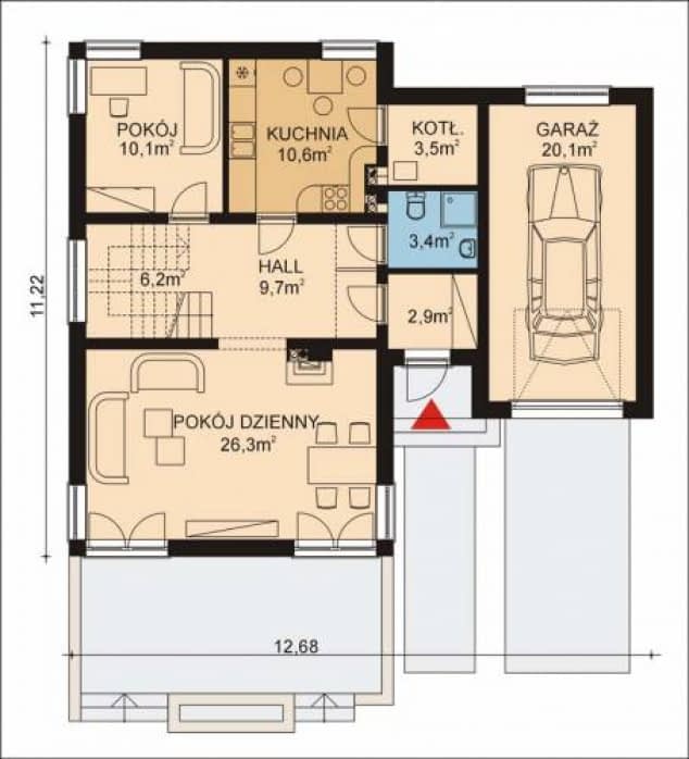 Rzut projektu APS 072 + G - Parter