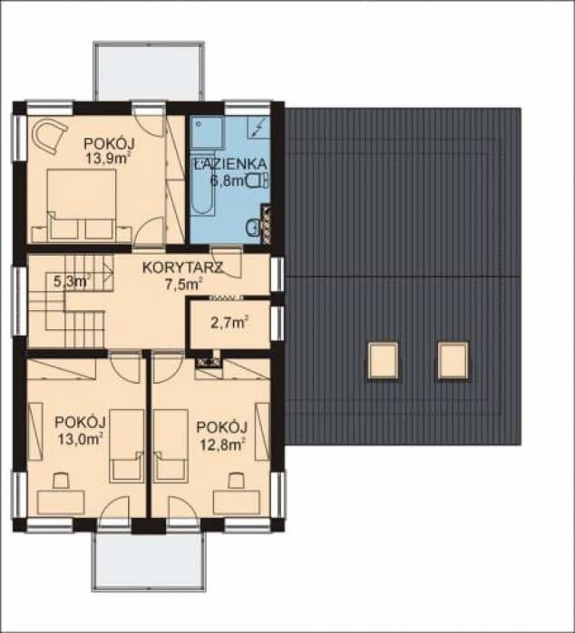 Rzut projektu APS 072 + G - Poddasze