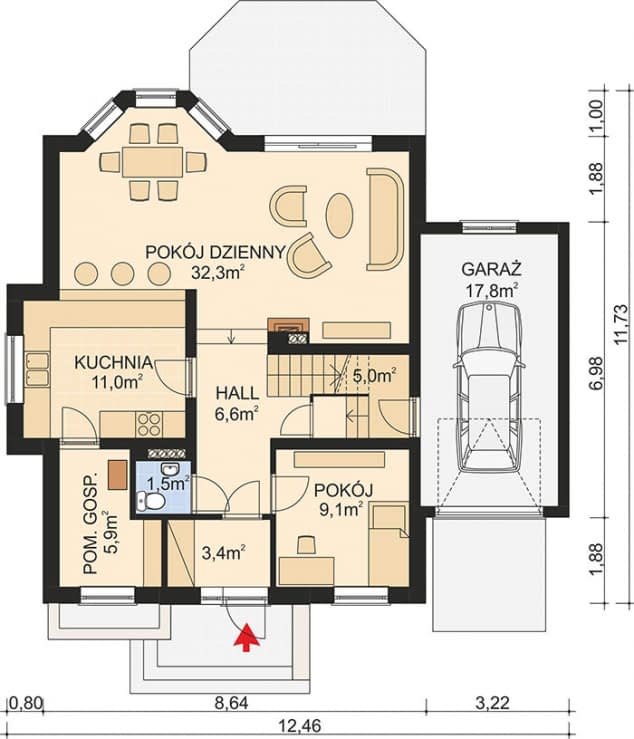 Rzut projektu APS 071 NEW - Parter