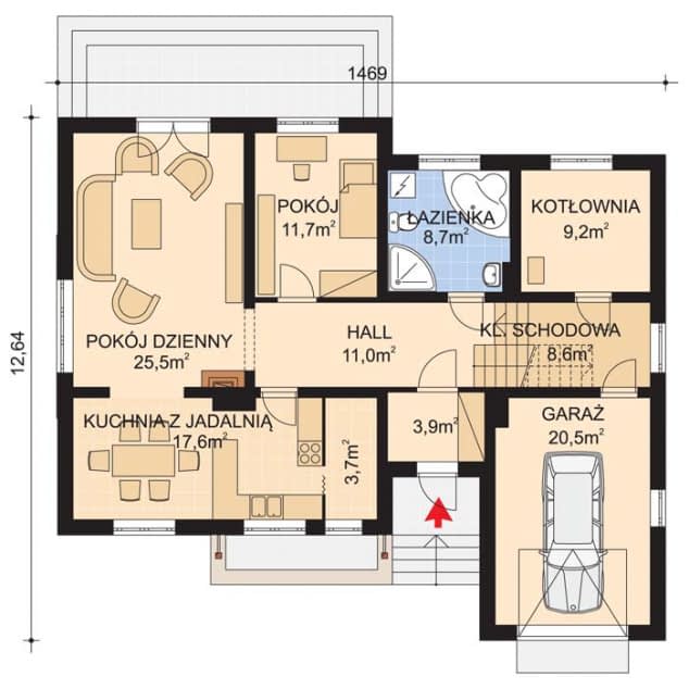 Rzut projektu APS 064 - Parter