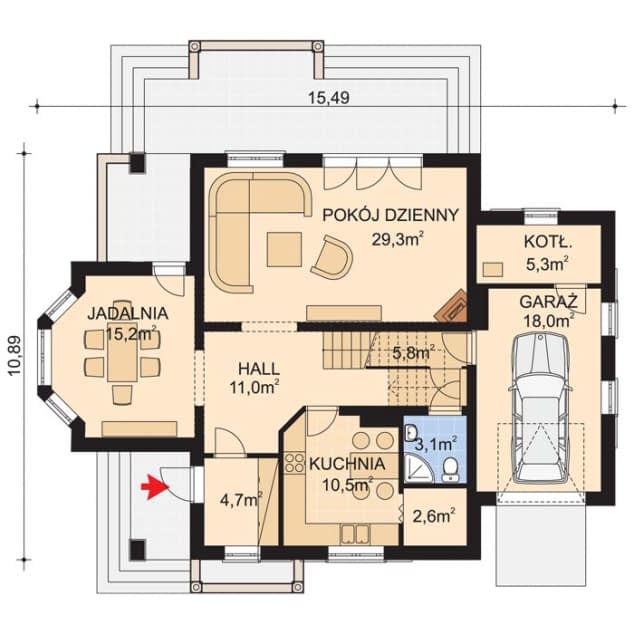 Rzut projektu APS 063 - Parter