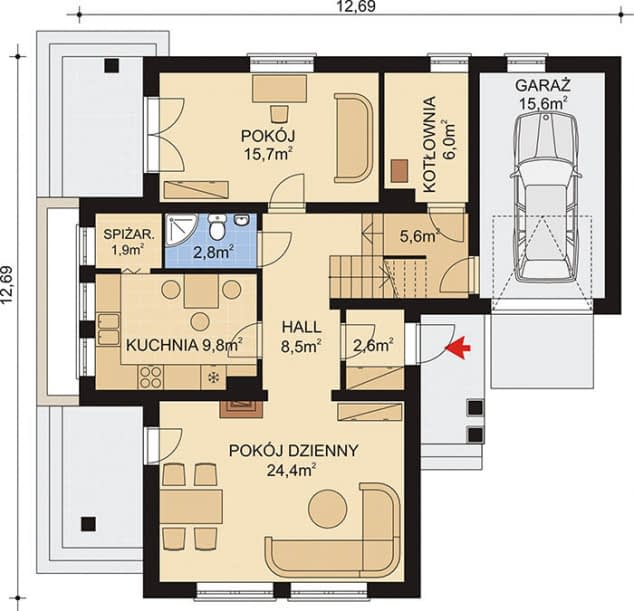 Rzut projektu APS 057 - Parter