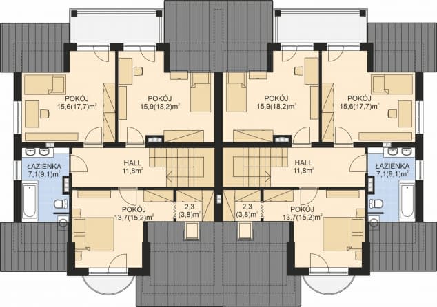 Rzut projektu APS 107  DWULOKALOWY - Poddasze