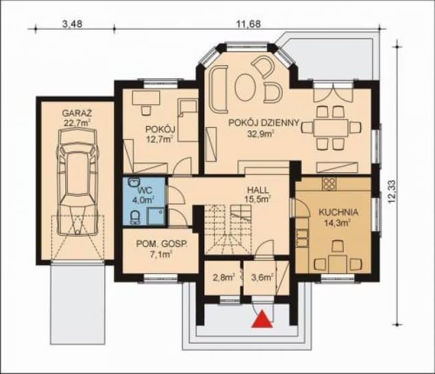 Rzut projektu APS 044 + G - Parter