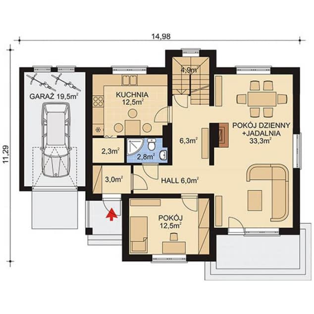 Rzut projektu APS 038 - Parter