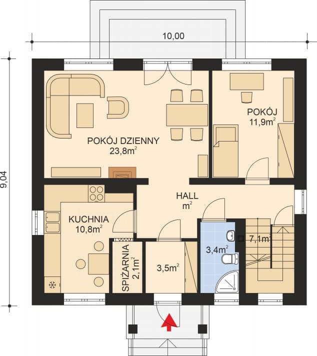 Rzut projektu APS 032 + P - Parter
