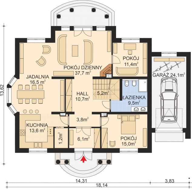 Rzut projektu APS 022 + G - Parter