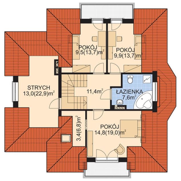 Rzut projektu APS 148 - Poddasze