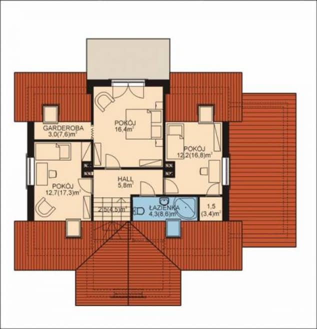 Rzut projektu APS 134 + G - Poddasze