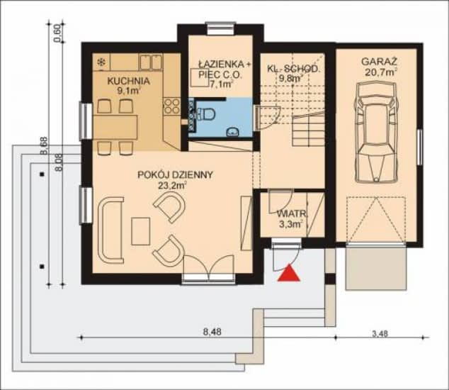 Rzut projektu APS 123 + G - Parter