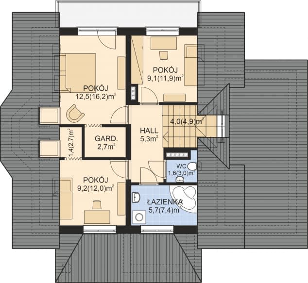 Rzut projektu APS 126 - Poddasze