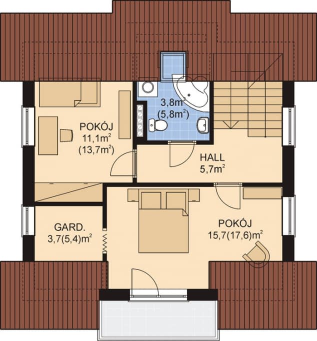 Rzut projektu APS 123 - Poddasze
