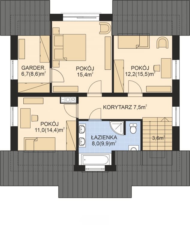Rzut projektu APS 196 NEW - Poddasze