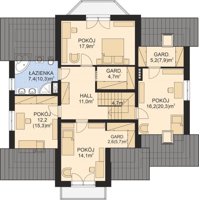 Rzut projektu APS 117 - Poddasze