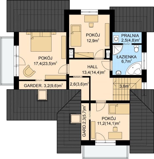 Rzut projektu APS 116 - Poddasze