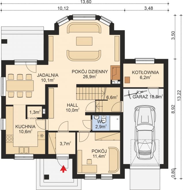 Rzut projektu APS 115 - Parter